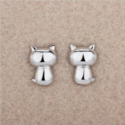Trendy Silver Plated Earrings For Women Party Accessories Top Quality Stud Earrings Jewelry Girl Cute Cat Bijou
