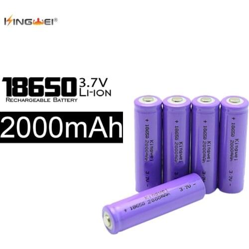 100pcs/lot 2000mah 18650 Battery 3.7V Li-Ion Lithium Rechargeable Batteries For Powerbank Torch Flashlight Toy Pink