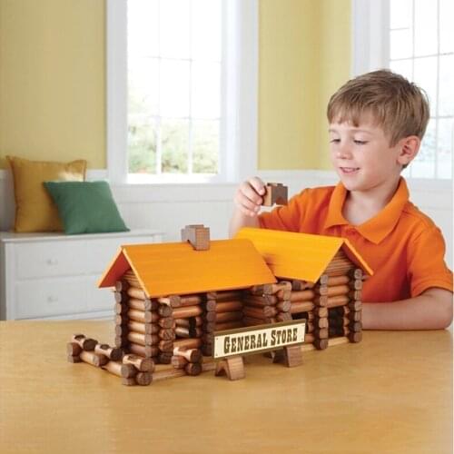 165Pcs Log Diy Craft Kits Toys for Child Building Chalet Creative Building Blocks Assembled Lincoln Room Kids Crafts and Arts