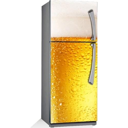 3D diy Cool Beer Wholesale Art SelfAdhesive Refrigerator Sticker Fridge Door stickers wall decor Wallpaper kitchen accessories