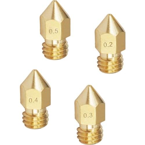 5pc/lot 3D printer accessories Mk8 brass nozzle tip caliber 0.5mm0.4mm0.3mm multiple choice