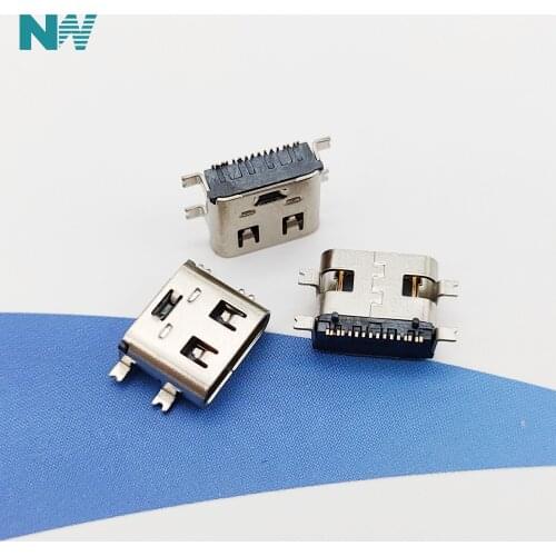 50Pcs Micro Usb Jack Charge Connector Type-C 3.1 Type 16P Full Patch Data Charging Plug Solder Wire Connector