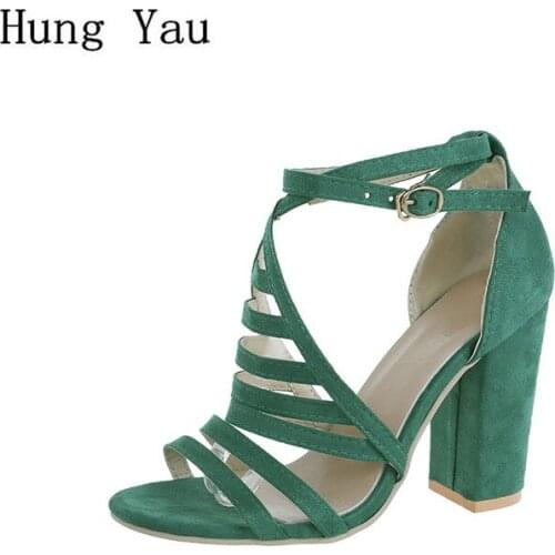 Woman Sandals Shoes Summer Fashion Style Wedges Pumps High Heels Buckle Strap Gladiator Female Solid Plus Size 34-43