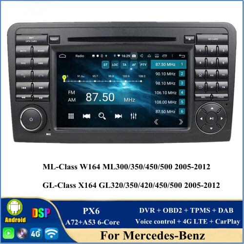 4gb+64gb dsp PX6 6-Core 2 din 7" Android 10.0 Car Radio DVD GPS for Mercedes Benz ML CLASS W164 ML300 ML350 ML450 ML500