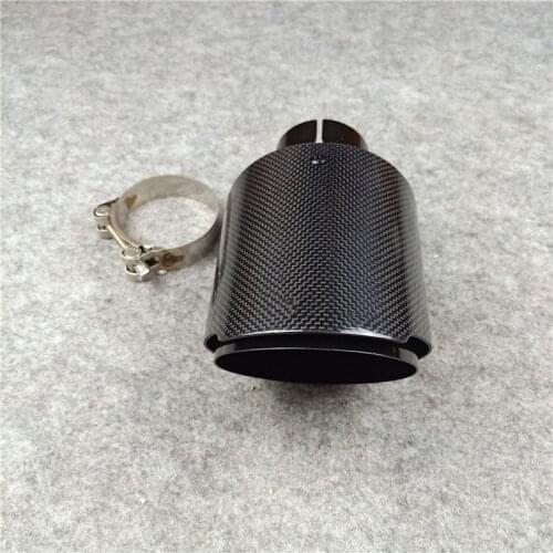 1 Piece Glossy Black Carbon Fiber+Stainless Steel Muffler Tip Car Universal Length 170MM For Akrapovic Exhaust Pipe Nozzles
