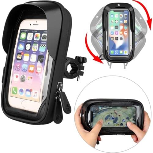 Waterproof Bike Phone Bag 6.4 inch Phone Case Bicycle Motorcycle Phone Holder Pouch Stand Smart Touch Bike Phone Support Mount