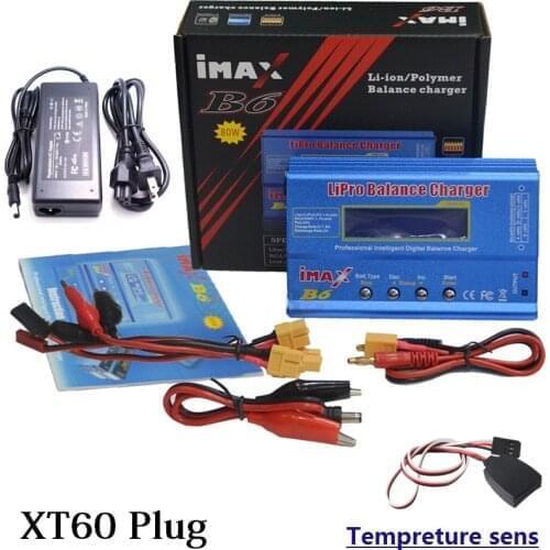 IMAX B6 LCD Screen Digital RC Lipo NiMh Battery Balance Charger + Lipo Charging XT60 / T Plug Adapter JST Tempreture Sens 2-6S