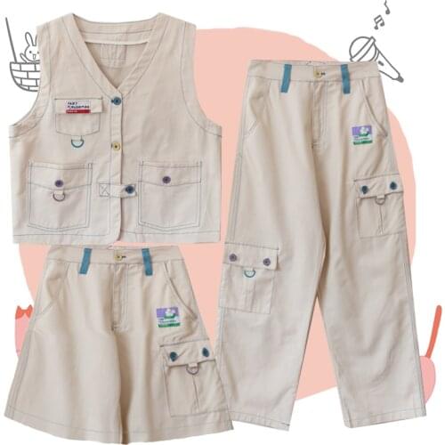 Flower Man Cool Womens Vest Sleeveless Shirt & Knee-Length Shorts & Trousers Pants Pockets Color Beige