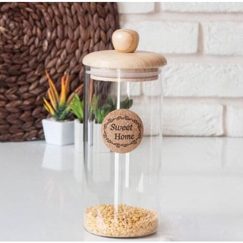 EminHome Glass Jar Bamboo Tutaçlı Medium 1120 Cc