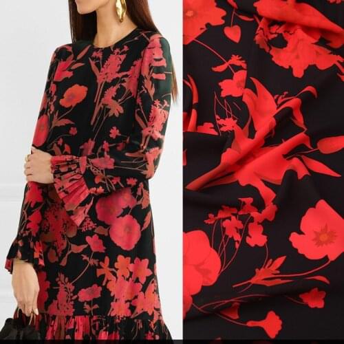 European brand new digital printing fabrics, red flowers, sewing fabric factory stores are not out of stock