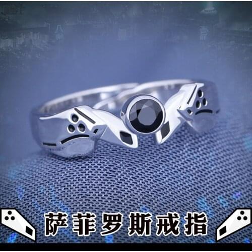 FF7 Final Fantasy VII Sephiroth Silver Ring 925 Sterling Fashion Rings Adjustable Cosplay Costume Game Props Jewelry Gift New