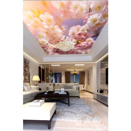 Custom ceilings 3d ceiling murals wallpaper Beautiful peach butterfly mural ceiling