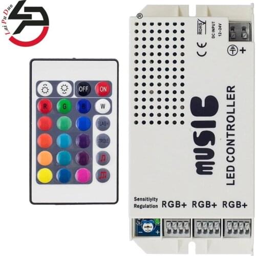 Laipuduo DC12V-24V 24Key RGB IR Music Colorful Controller Remote Dimmer Audio Sound Control Controller LED Strip Light Lamp