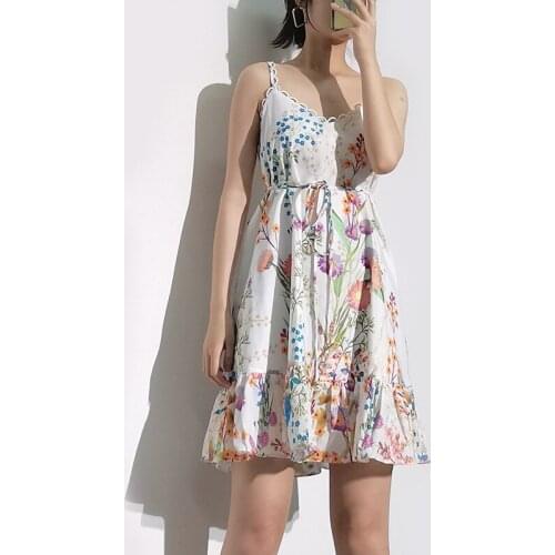Summer Floral Printed Women Sling Casual Dresses New Fashion Trend Ball Gown Holiday Retro Dress Vestidos Clothes