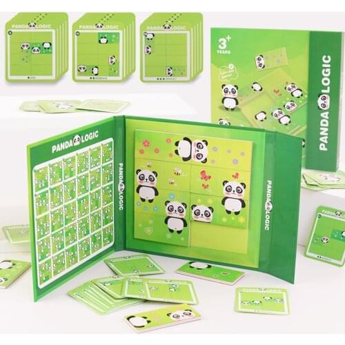 Magnetic Montessori Panda Wooden Blocks Portable Logical Thinking Concentration Magnetic Book Interaction Toy