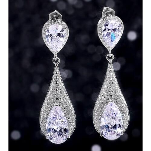 Fashion Crystal Water Drop Earrings for Women Trendy Party Wedding Drop Earrings Jewelry Gifts
