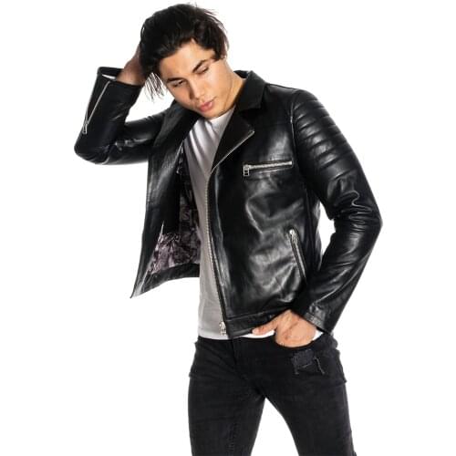 Genuine Soft Lambskin Leather Jacket Handmade Man Brown Jacket Biker Motorcycle Style Jacket Bomber Real Fur Coat Custom Produc