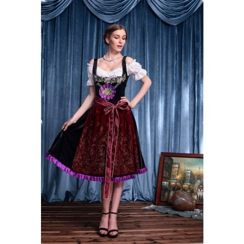 Germany Women Oktoberfest Beer Dress Halloween Sexy Fancy Gorgeous Beer Festival Retro court Party Maid Cosplay Long Costume