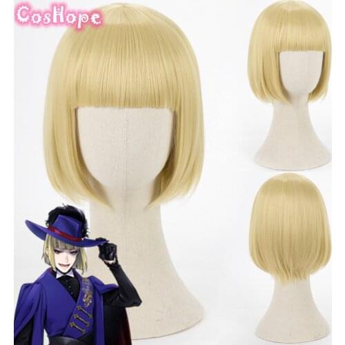Rook Hunt Cosplay Wig Twisted Wonderland Cosplay Men Short Yellow Wig Cosplay Anime Cosplay Wigs Heat Resistant Synthetic Wigs