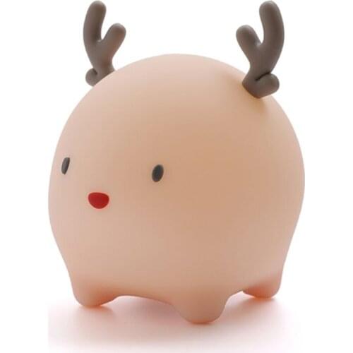 USB Rechargeable LED Colorful Night Light Touch Dimmable Deer Breathing Lamp