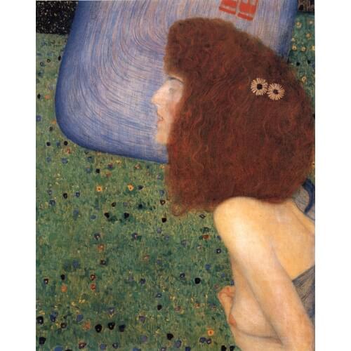 Handmade oil painting reproduction Girl With Blue Veil by Gustav Klimt