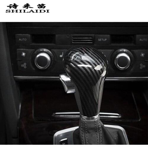 Carbon Fiber Car Styling Gear Shift Knob Head Covers Stickers For Audi A6 C6 A4 B7 A5 Q5 Q7 Automatic Gearshift Trim Accessories