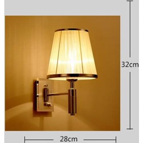 Modern simple dimmable knob switch wall lamp hotel guest 180 Dregee rotating engineering lamp Fabric bedroom bedside lamp