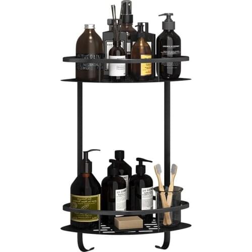 Toilet rack-free perforated wall hanging toilet space aluminum toilet bathroom nail-free triangle storage bathroom