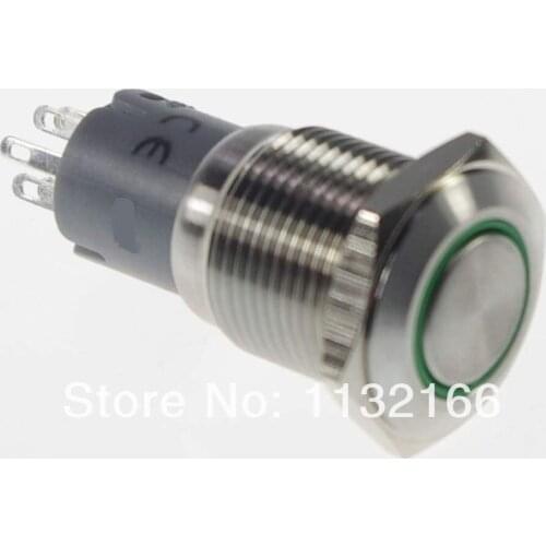 LED Color Yellow 16mm OD LED Ring Illuminated Maintained/Latching Push Button Switch 2NO 2NC Pin Terminal Waterproof