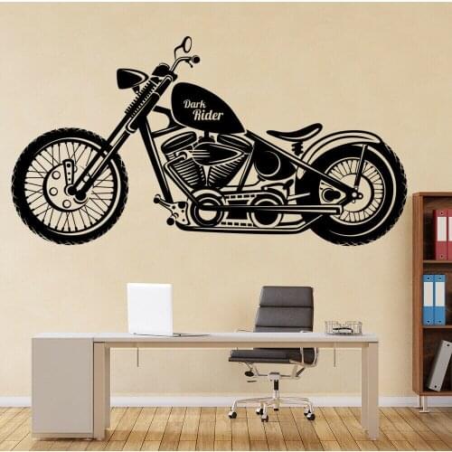 Dark Rider Motorcycle Wall Sticker Teen Room Home Decoration Nursery Children Room Motorbike Vinyl Modern Wall Stickers Y626