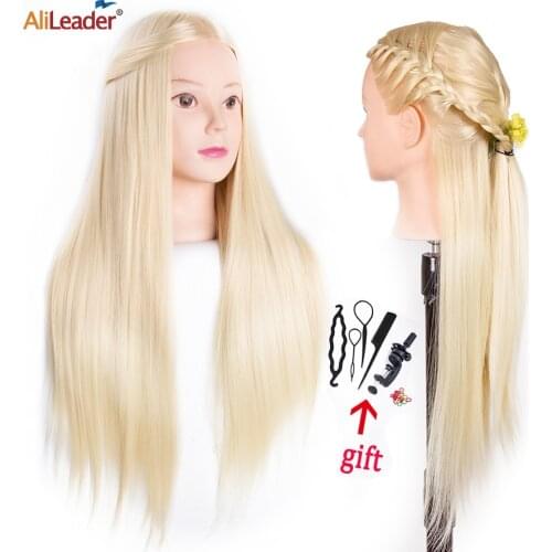 Alileader 65CM Long Hair Training Head For Hairstyler Professional Mannequin Head Hairdressing Model Head For Practice Hairstyle