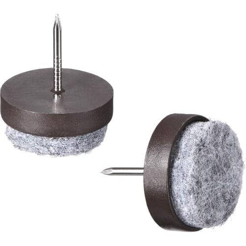 Uxcell Nail On Furniture Felt Pads Glide Chair Table Leg Protector 22mm Dia Brown 20pcs