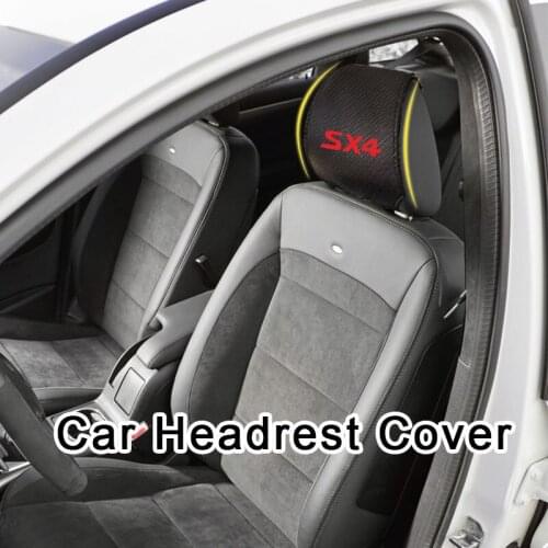 Car Headrest Covers for Suzuki Sx-4 Carbon Fiber Leather Car Headrest Protector Case Interior Accessories