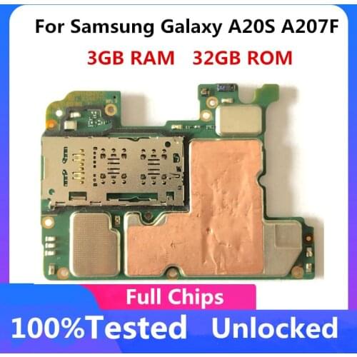 Factory Unlocked For Samsung Galaxy A20S A207F Motherboard EU Version Origina Main Logicboard Full Chips Android System