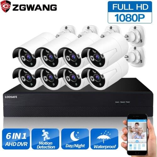 ZGWANG 8CH Surveillance Camera 1080N Video Surveillance Systerm DVR kit Outdoor Home 1080P Analog AHD Camera kit Hard Disk