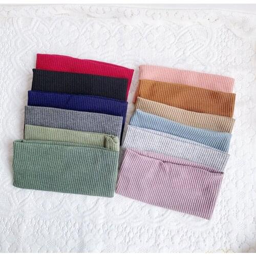 2021 Women Casual Ribbed Cotton Headbands Multi-color Candy Color Elastic Hairbands Ladies Flat Knit Headwear Hair Accessories