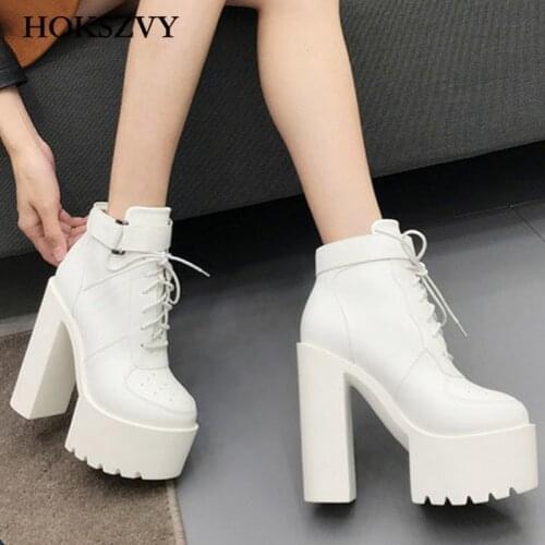 HOKSVZY 2020 New Womens Sexy Winter Black Boots Platfrom Boot Women Fashion Shoes Thick High Heel Boots Ankle Boots