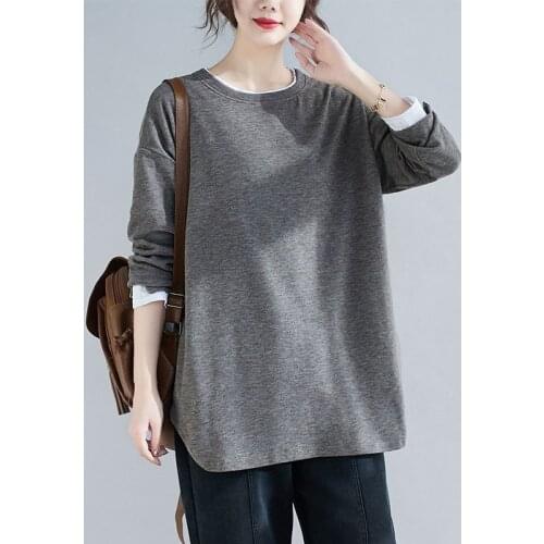 Oversized Women Loose Casual T-shirts New Arrival 2020 Autumn Simple Style O-neck All-match Female Long Sleeve Tops Tees S2765