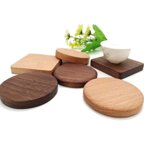 1Pc Wood Coaster Square Round Mug Coasters Table Mat Tea Coffee Bar Cup Mat Pad Wooden Drink Coasters Placemat Table Accessories