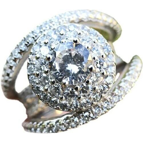 100% 925 Sterling Silver Round Cut Womens Ring Set Exquisite Gift Wholesale