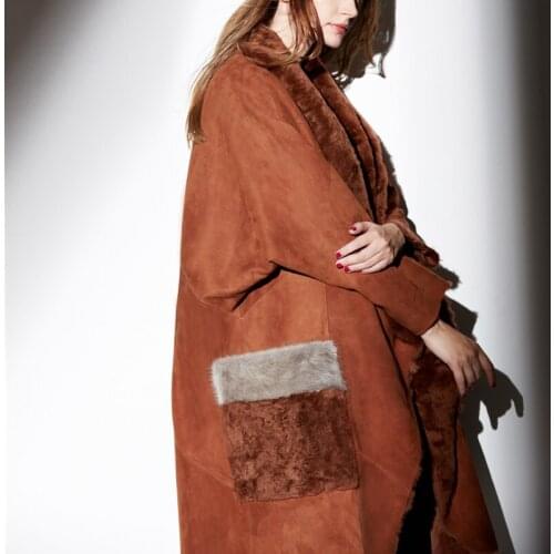 100% Real Wool Double-Faced Coat For Women Winter Warm Thickening Jackets Mink Fur Decorate dames jas 2020 MF326