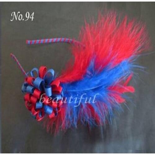 100 pcs Headband HairAccessories 3x1.75" Corker/2" Loopy Puffs Feather Bow 108No