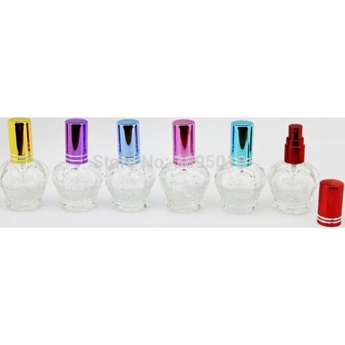 15ML High Quality mixed Colors Refillable Clear Glass Spray Perfume Bottle Empty Imperial Crown Parfum Case F483
