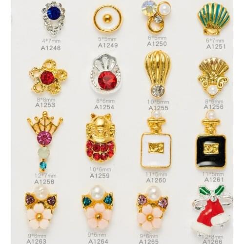 20pcs Nail Art Alloy Rivet Accessories Perfume Bottle Lucky Cat Flower Jewelry Rhinestone 3D Charm DIY Nail Supplies Accessories