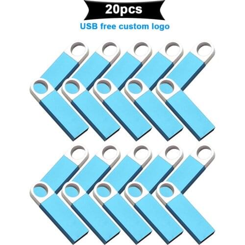 20pcs logo free usb flash metal drive 64gb 16gb pendrive 8gb memoria usb stick 4gb usb2.0 memory stick Flash Drive New cel usb