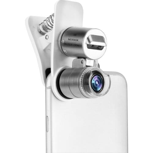 2021 Lenses Webcam Phone Clip Microscope Lens LED Lenses 60X Optical Zoom Magnifier For IPhone Xiaomi Smart Phone