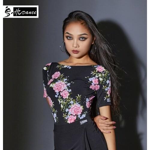 2021 New Brand 1 Colors Latin Dance Top Women Sleeve Tango Rumba Flamengo Ballroom Dance Dress For Women Costume A1204