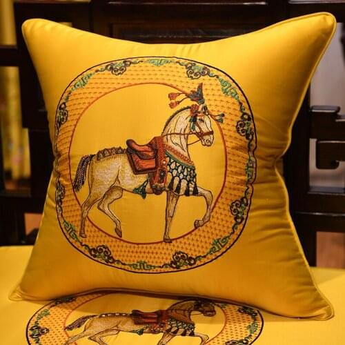 35x50/45/40x60/50 Chinese luxury embroidered horse cushion cover backrest decorative pillow cover sofa lumbar pillowcase