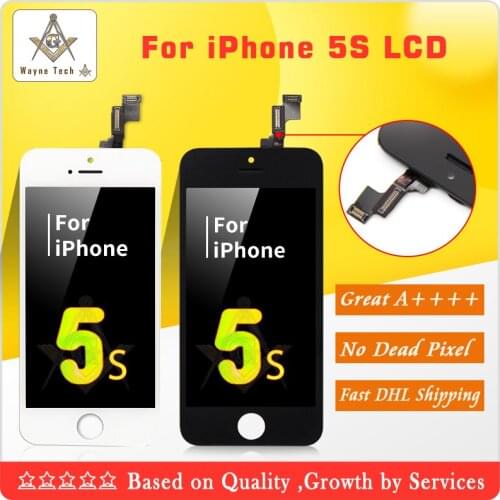 50PCS/LOT AAA Quality No Dead Pixel Competitive Price For iPhone 5S LCD Free Shipping DHL