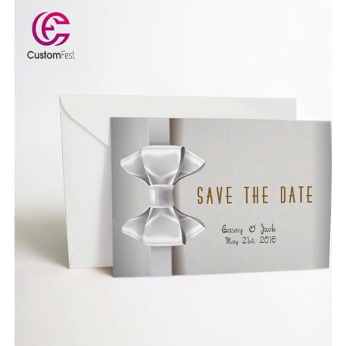 50pcs/lot Personalized Thank you card or save the date card with free envelop silver tie 041